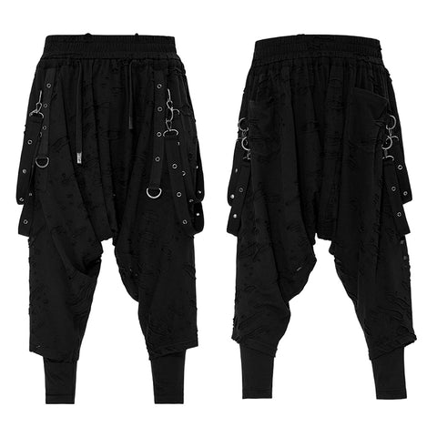 Dark loose crotch pants