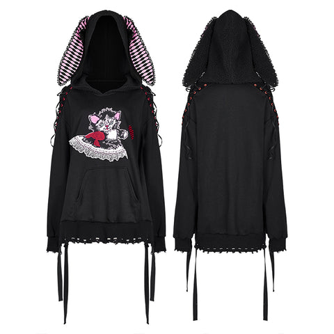 Cute long ear loose hoodies