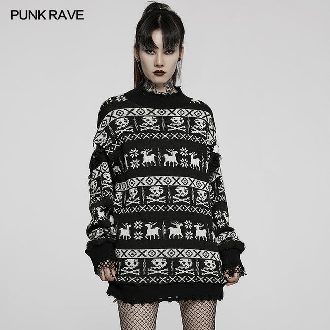 Punk loose pullover sweater