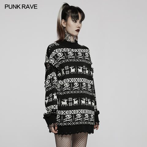 Punk loose pullover sweater