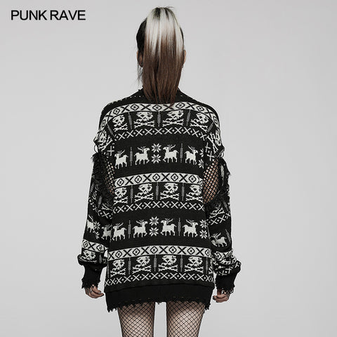 Punk loose pullover sweater