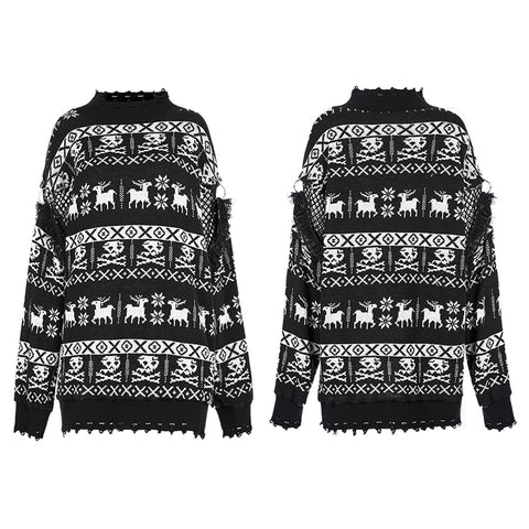 Punk loose pullover sweater