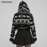 Cute skull hooded short sweater