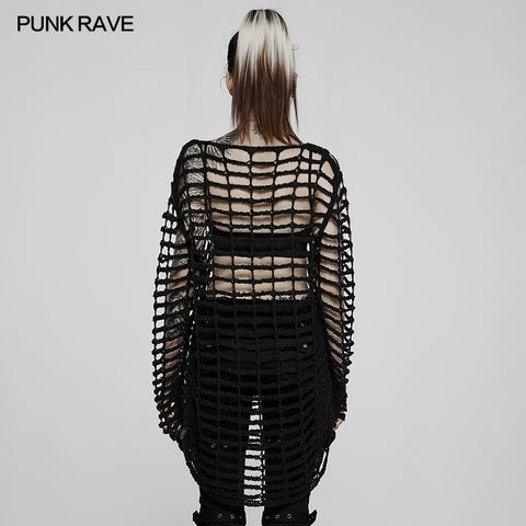 Gothic large mesh loose sweater