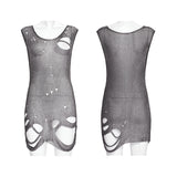 Punk imitation mental wire ripped sweater