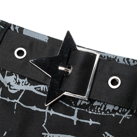 Goth skull printting skirt