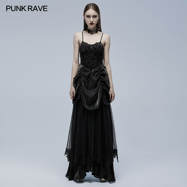 Punk Rave Maxi long dress -XL- Dark Faerie Black/Red Punk Rave Maxi long dress -XL- Dark Faerie Black/Red