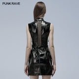 Gothic patent leather hollowed out dress