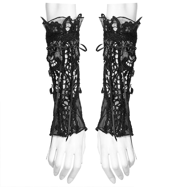 Gothic hollow out applique gloves