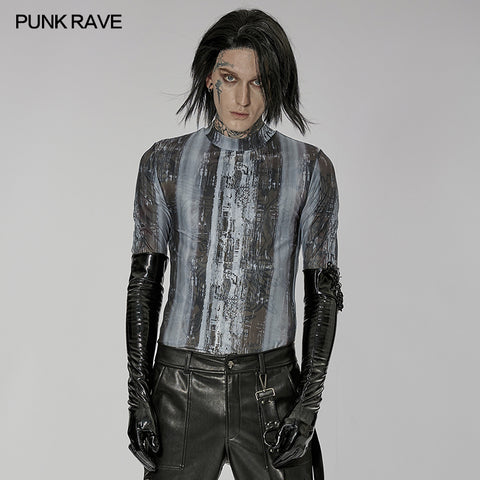 Punk patent leather gloves