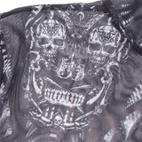 Gothic skeleton print mesh T-shirt