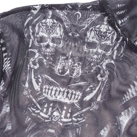 Gothic skeleton print mesh T-shirt