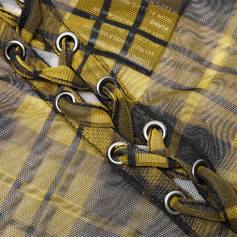 Daily punk plaid mesh T-shirt