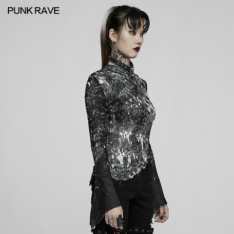 Dark wowen crimped T-shirt