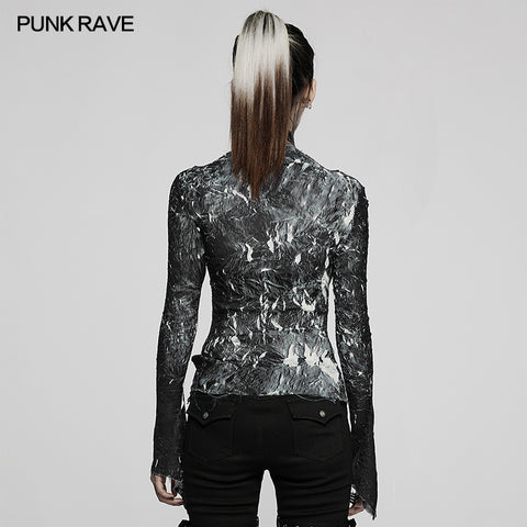 Dark wowen crimped T-shirt