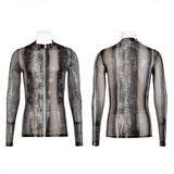 Post-apocalyptic style tight gauze T-shirt