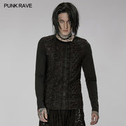 Goth knitted printed long sleeve T-shirt