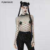 Punk one-piece mesh T-shirt