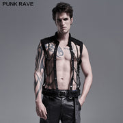 PUNK personality chain hollow-out vest