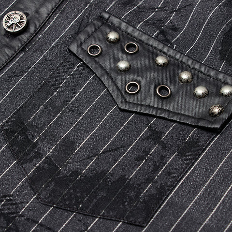 Punk abstract striped printed short sleeve shirt