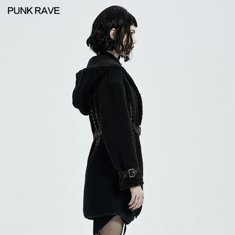 Goth Daily Wear Fleece Hooded Coat