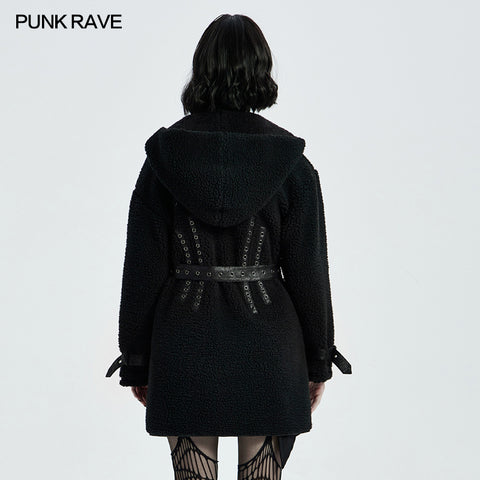 Goth Daily Wear Fleece Hooded Coat