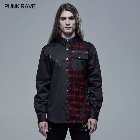 Punk Plaid Spliced Shirt