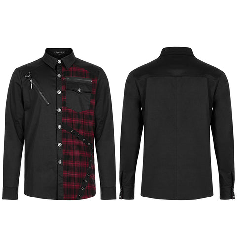 Punk Plaid Spliced Shirt