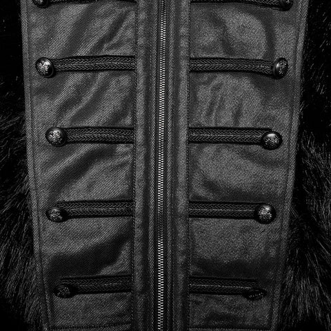 Punk faux wool medium length coat
