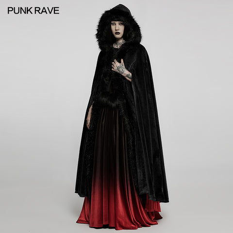 Goth faux rabbit fur long cloak