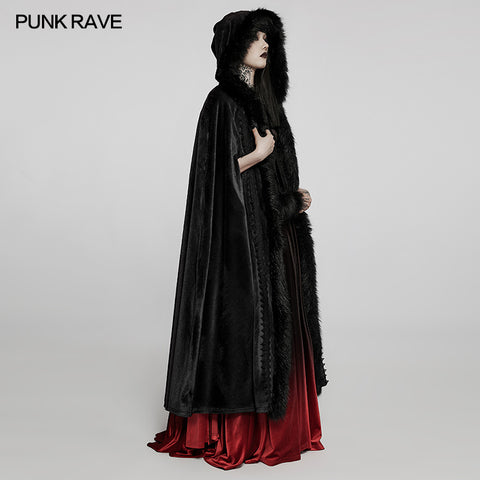 Goth faux rabbit fur long cloak