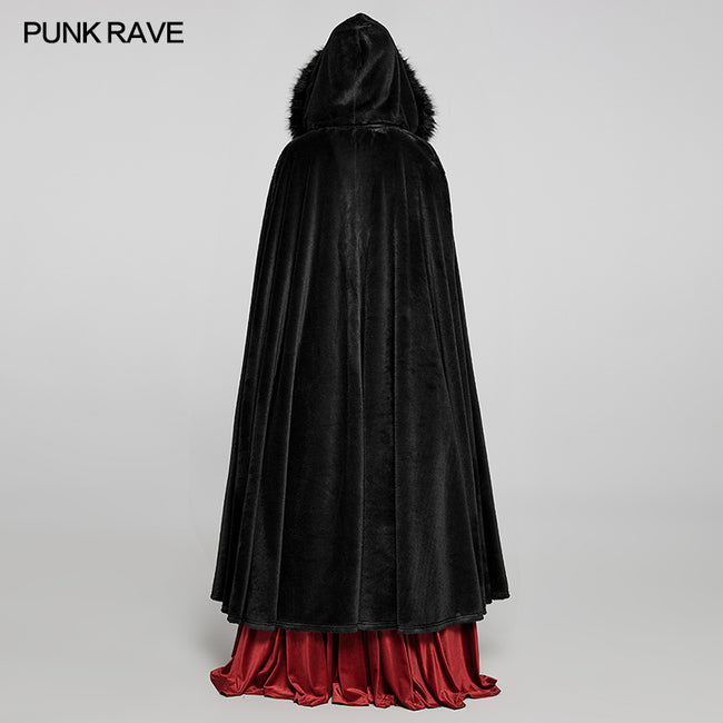 Goth faux rabbit fur long cloak