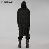 Dark pleated knitted long coat