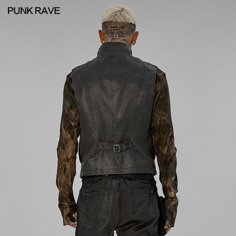 Post-apocalyptic style distressed vest