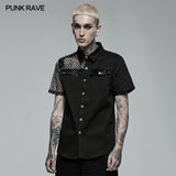 Punk asymmetric stitching shirt